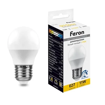Лампа светодиодная диммируемая Feron LB-751 Шарик E27 11W 230V 2700K, 51058