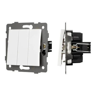 Механизм выключателя трехклавишный непроходной SWT-MK03-PL-WH-V (250V, 10A) (Arlight, -)