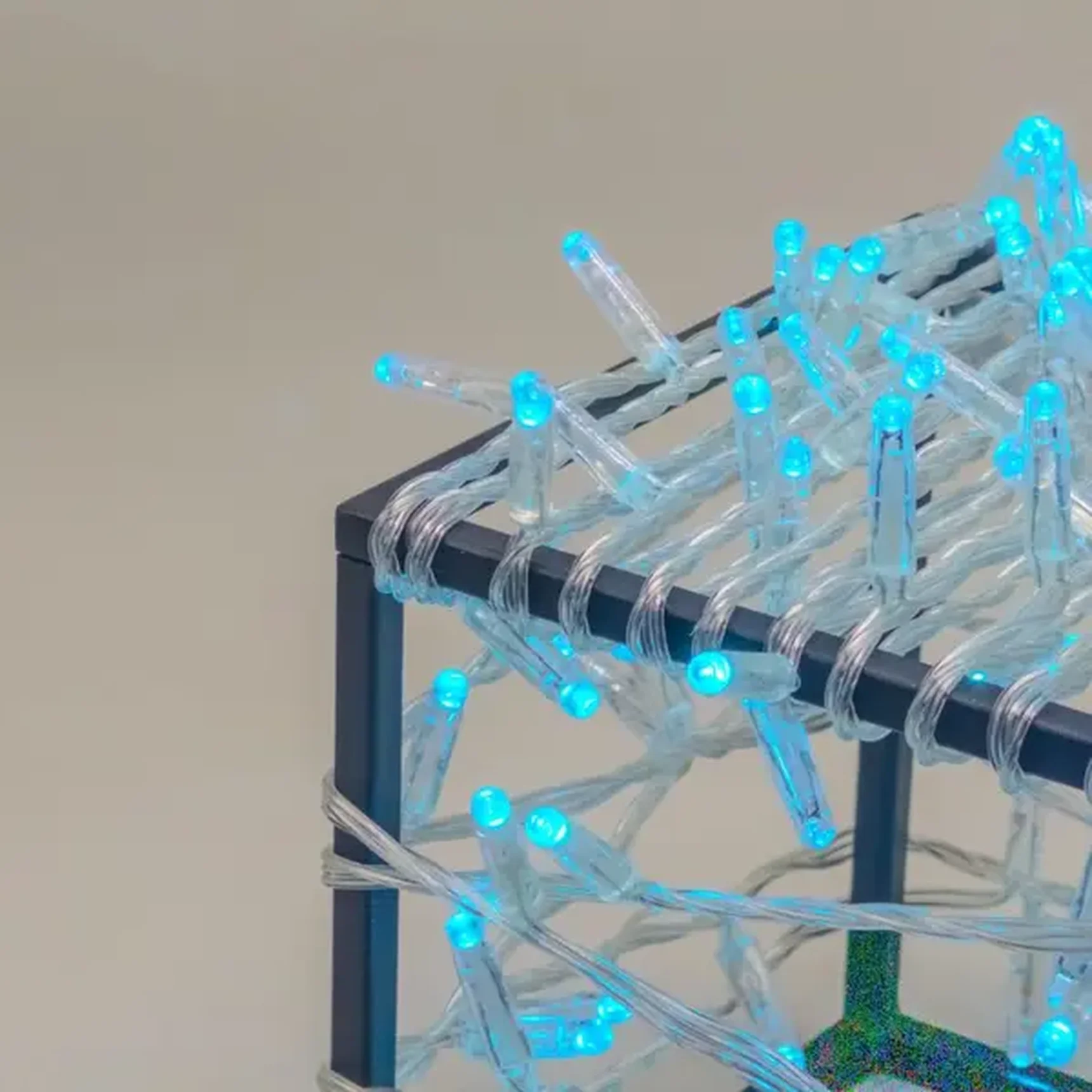 Гирлянда Нить с Колпачком 10м Небесно-Голубая 24В, 100 LED, Провод Прозрачный ПВХ, IP65