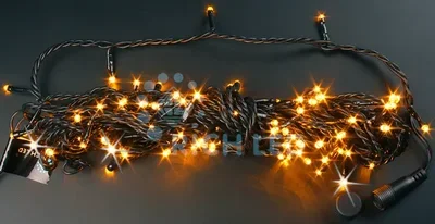 Светодиодная гирлянда 100 LED, 4.8 Ватт, IP54, для улицы и помещения, провод черный, Свечение: мерцание, RL-S10CF-24V-B/Y