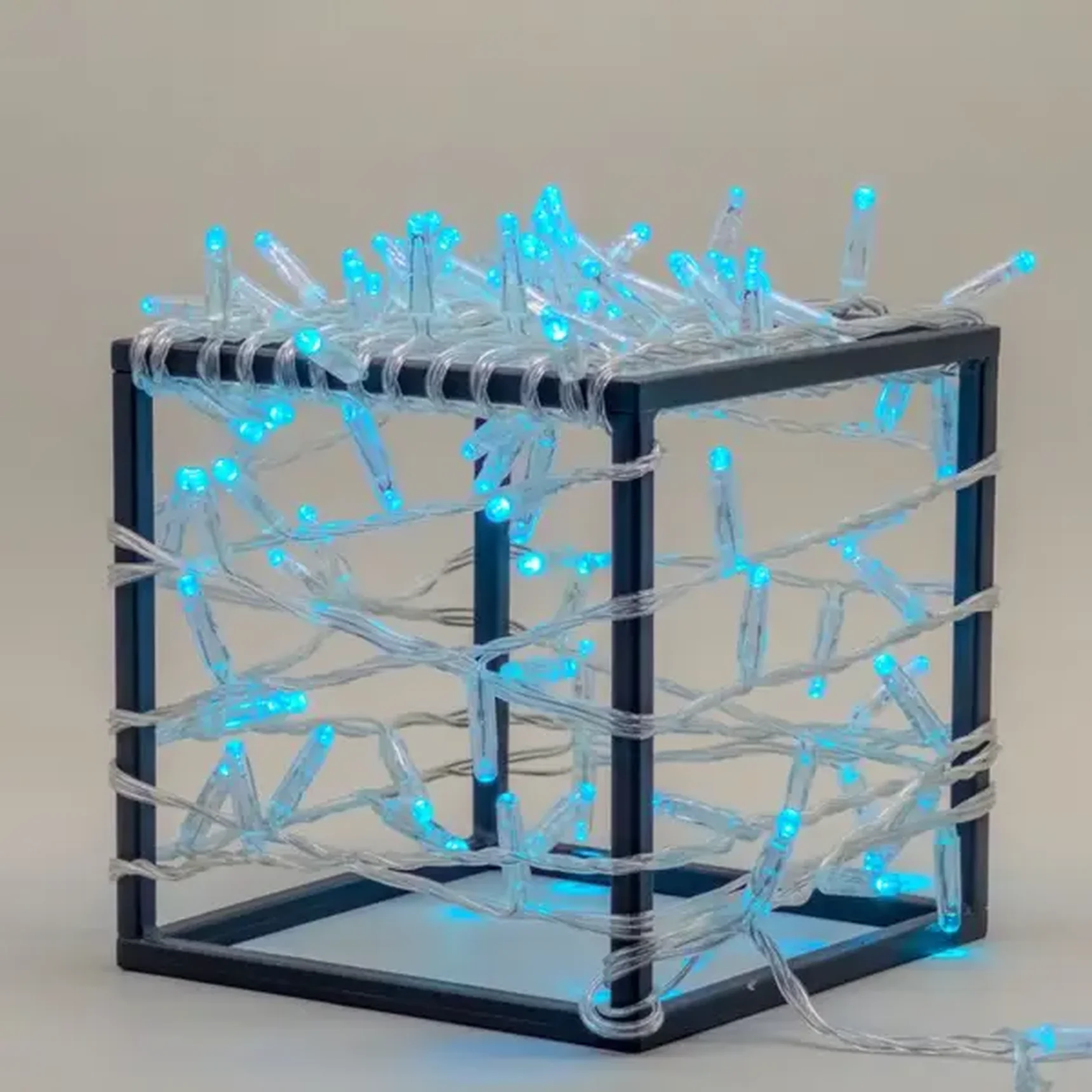 Гирлянда Нить с Колпачком 10м Небесно-Голубая 24В, 100 LED, Провод Прозрачный ПВХ, IP65