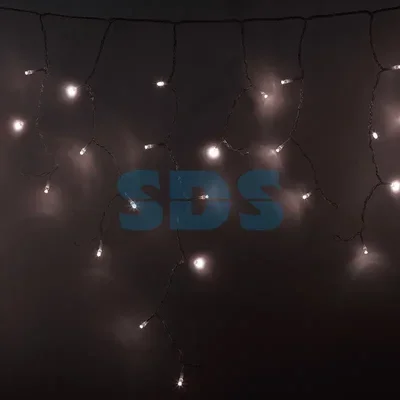 Гирлянда Айсикл (бахрома) светодиодный, 4,8 х 0,6 м, Прозрачный провод, диоды ТЕПЛЫЙ БЕЛЫЙ, 176 LED