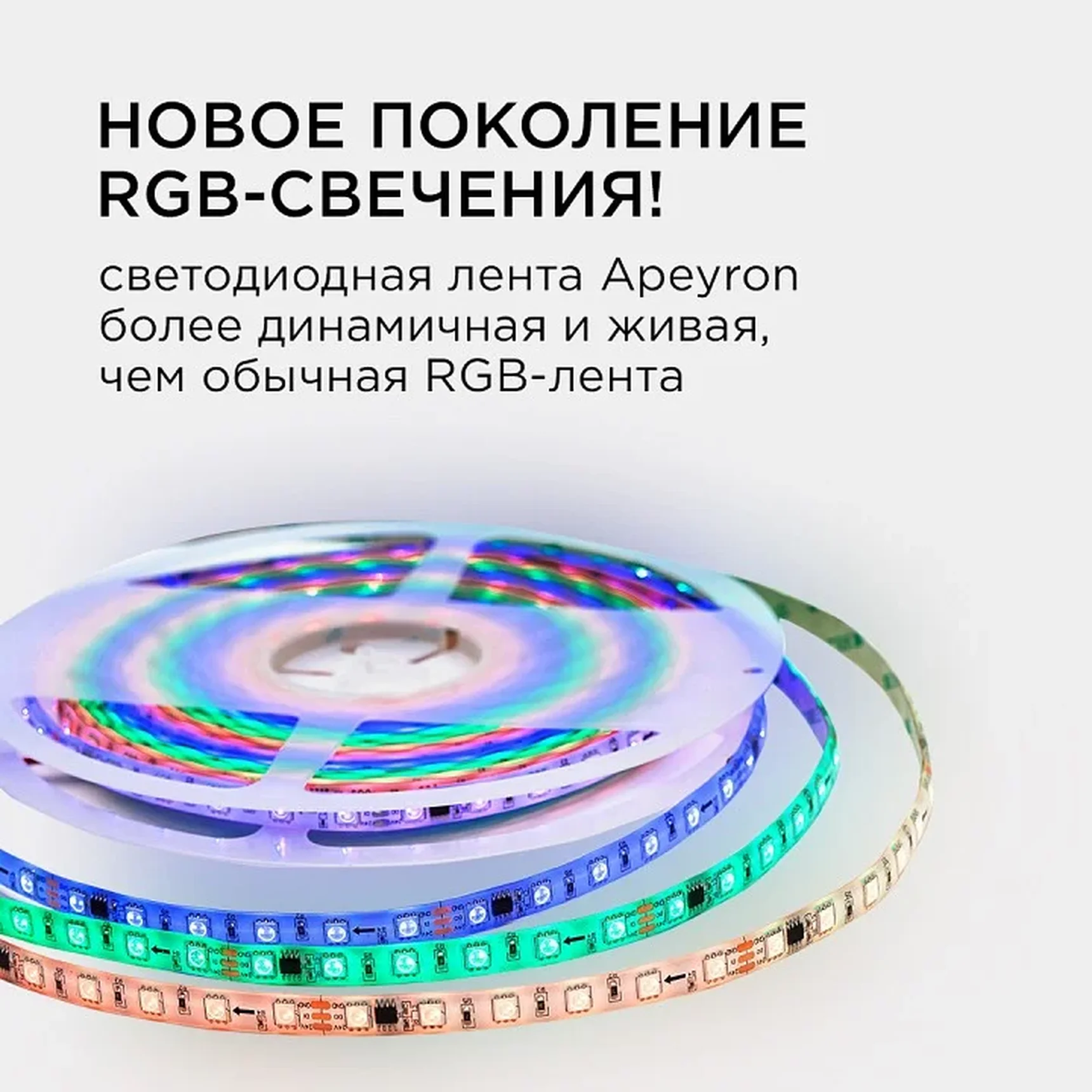 10-100 Комплект адресной светодиодной ленты 24В, 14,4Вт/м, smd5050, 60д/м, IP65, ширина подложки 10мм(белая), 10м, RGB