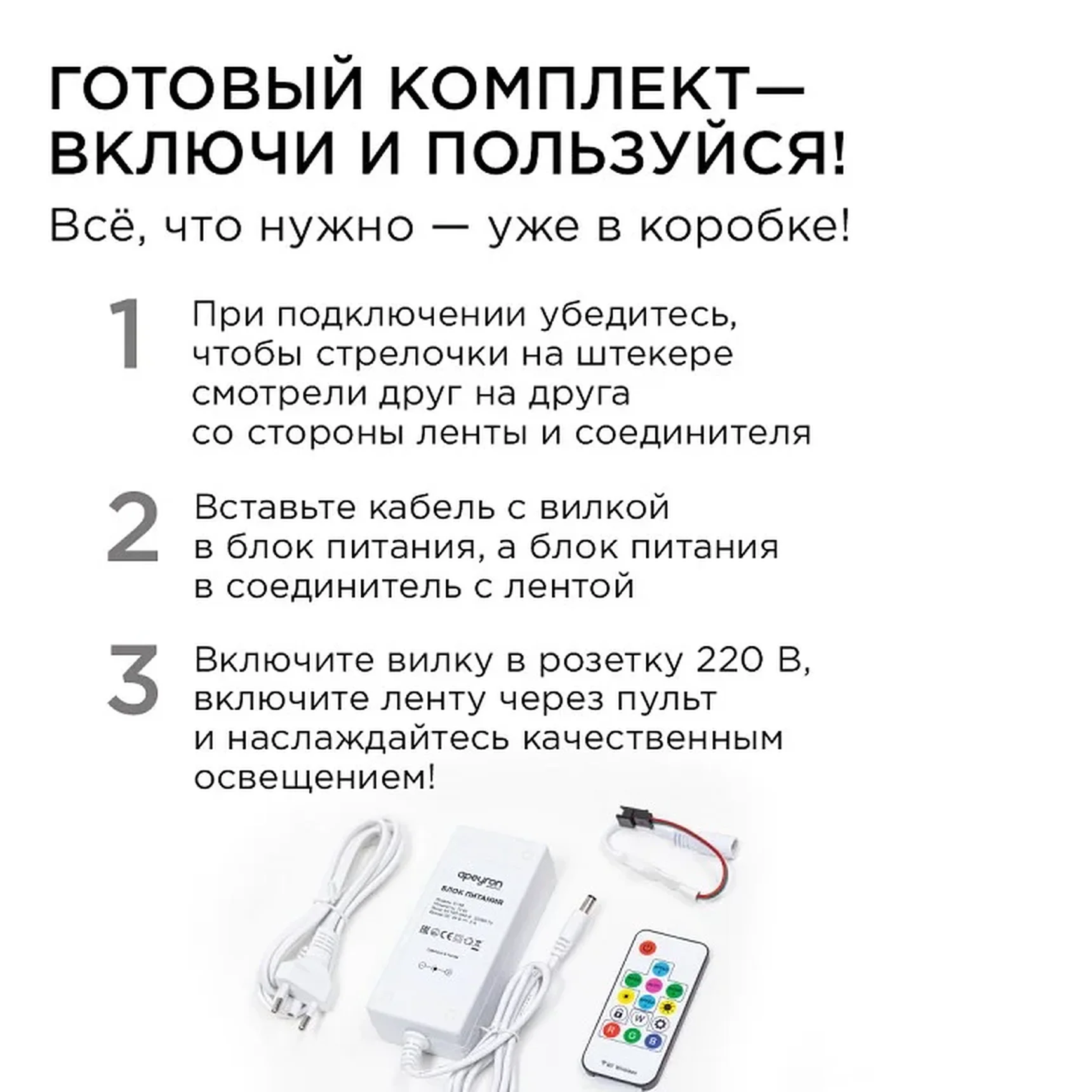 10-100 Комплект адресной светодиодной ленты 24В, 14,4Вт/м, smd5050, 60д/м, IP65, ширина подложки 10мм(белая), 10м, RGB