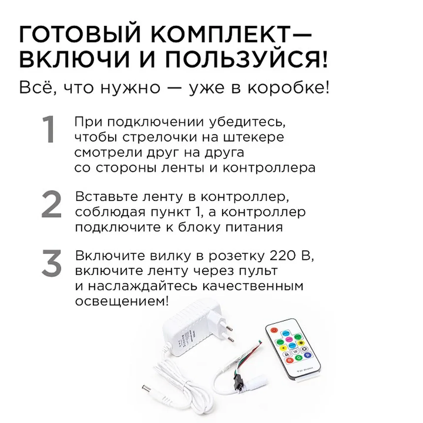 10-95 Комплект адресной светодиодной ленты 24В, 14,4Вт/м, smd5050, 60д/м, IP65, ширина подложки 10мм(белая), 2м, RGB