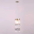 NEWPORT 10120 10121/S gold, Подвесной светильник, Polished champagne gold Clear crystal D12*H31,5 cm E27 1*60W шнур 2,5 м
