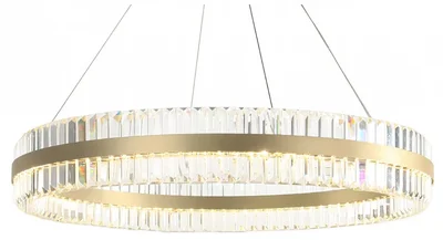 NEWPORT 10240 10241/80, Подвесной светильник, Brass Clear crystal D80*H15 cm G4 LED 32*4W