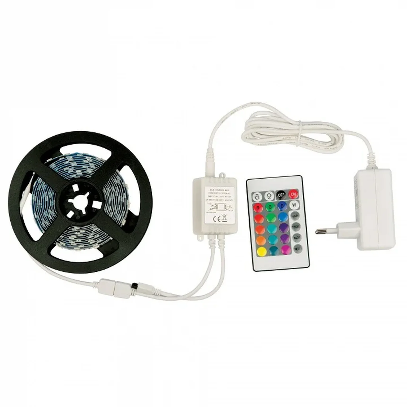 ULS-Q221 5050-60LED/m-IP20-3M-RGB RRP36C24 Комплект светодиодной ленты 3м. IP20. RGB. Адаптер 36Вт. Контроллер с пультом