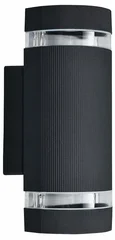 11-132 Светильник уличный, настенный, 2хMAX 35Вт, 2хGU10, ~230В/50Гц, IP54, 90х98х232мм, чёрный, алюминий, лампы в комплект не входят