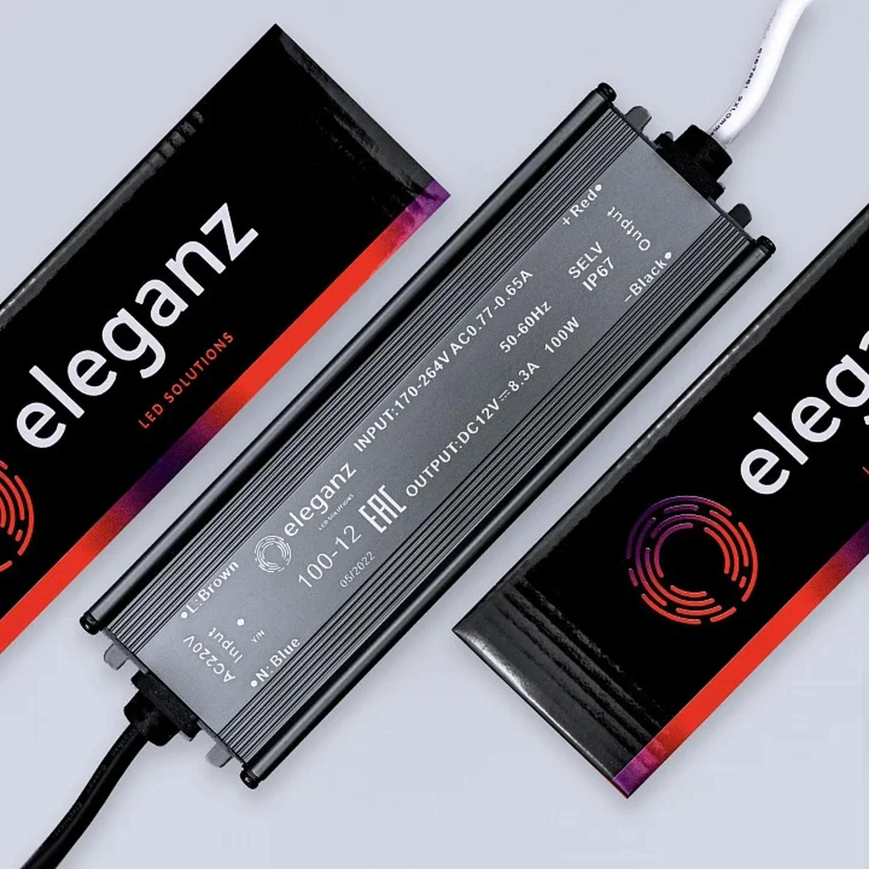 12V Блок питания 100W герм. IP67