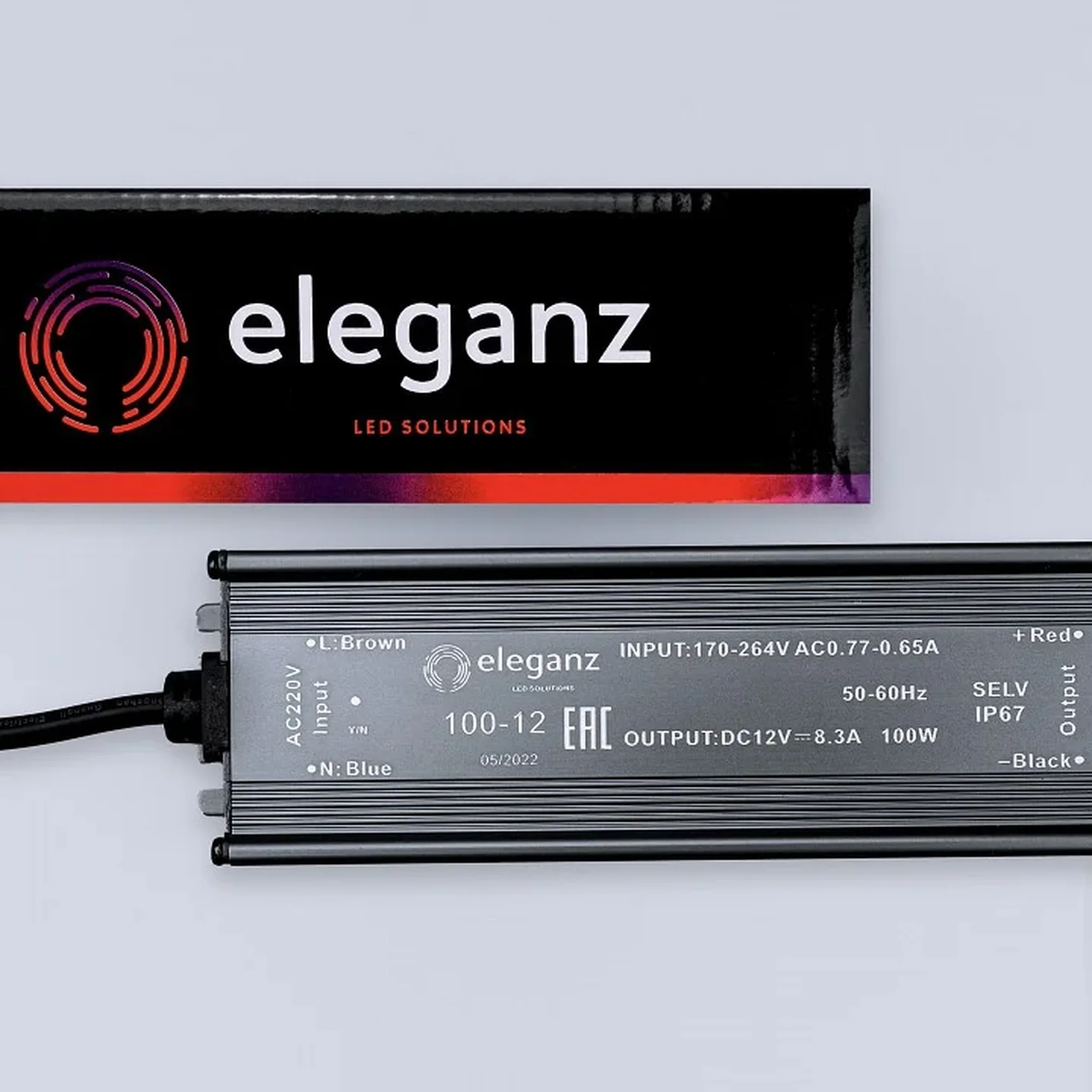 12V Блок питания 100W герм. IP67