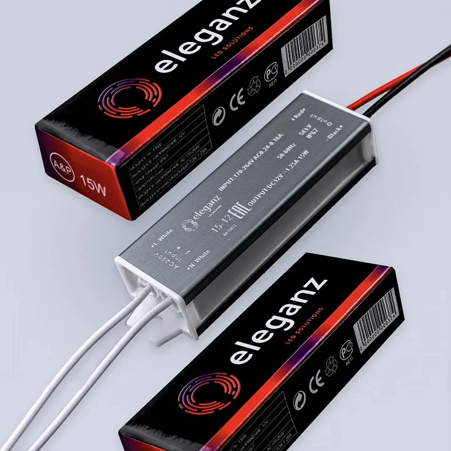 12V Блок питания 15W герм. IP67
