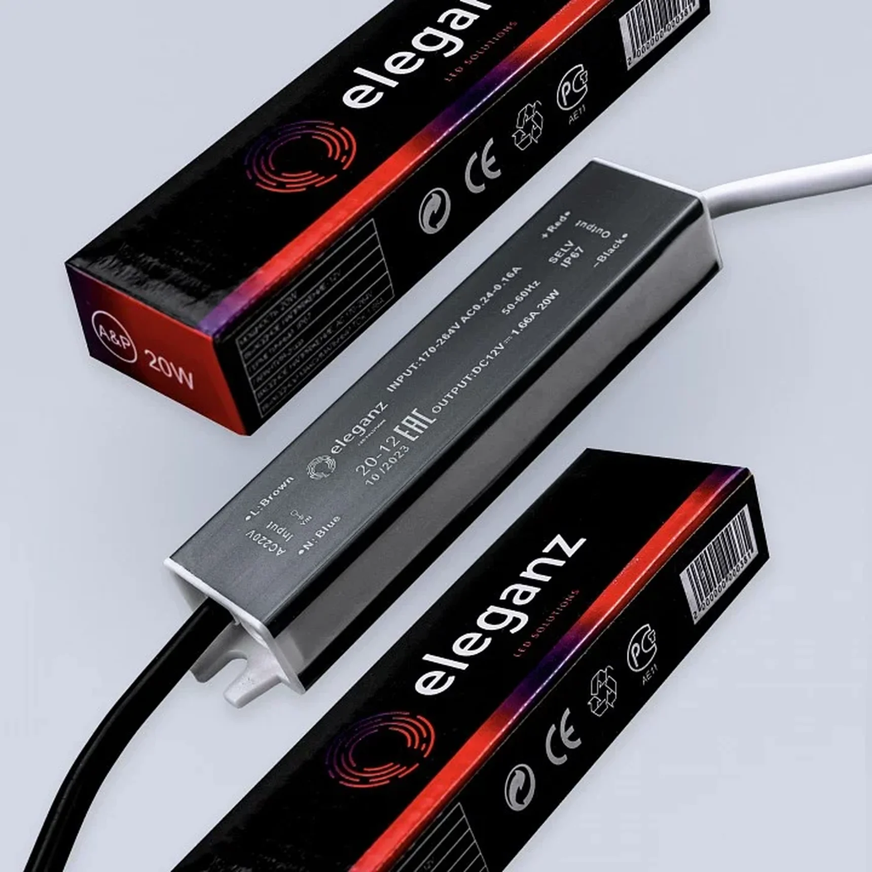 12V Блок питания 20W герм. IP67