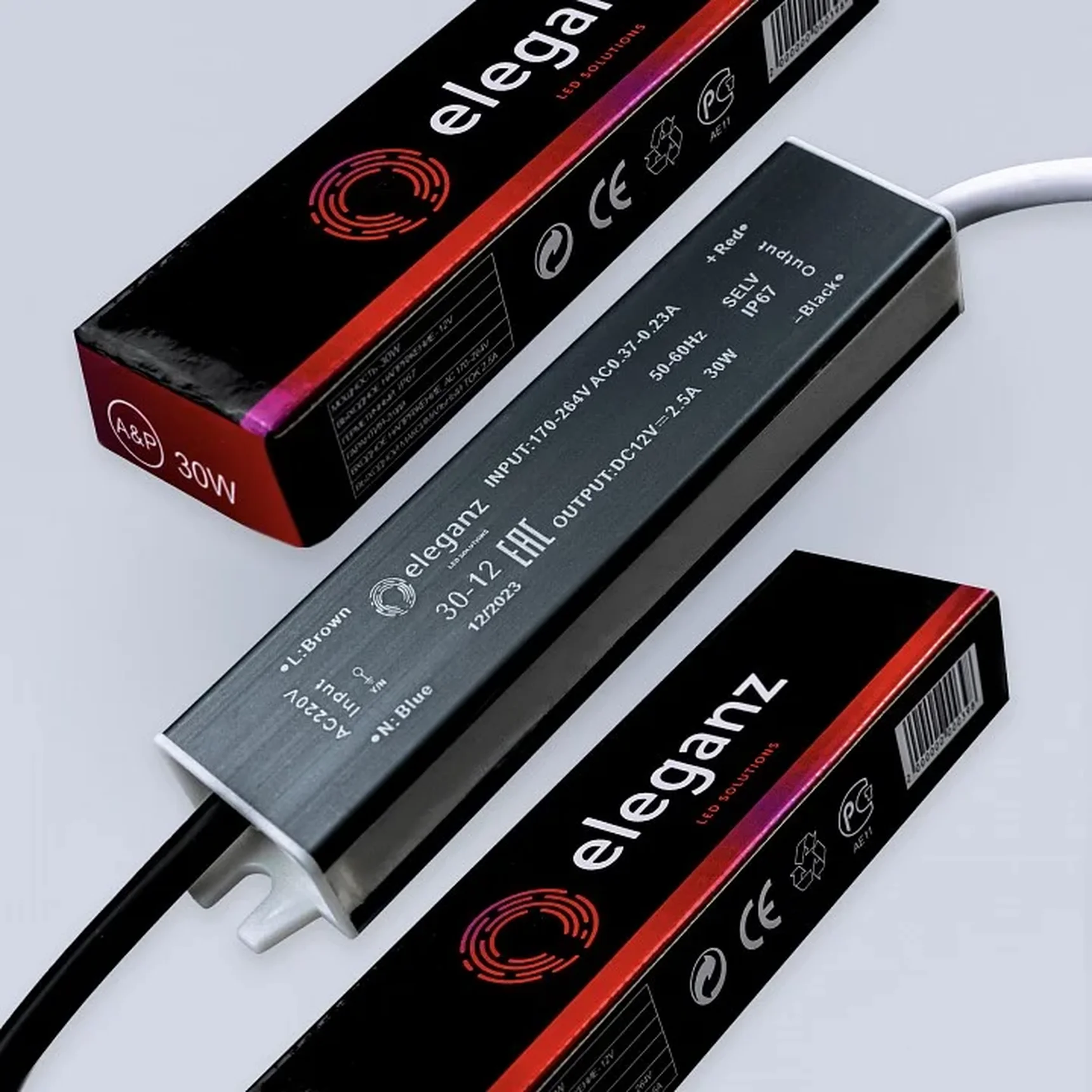 12V Блок питания 30W герм. IP67