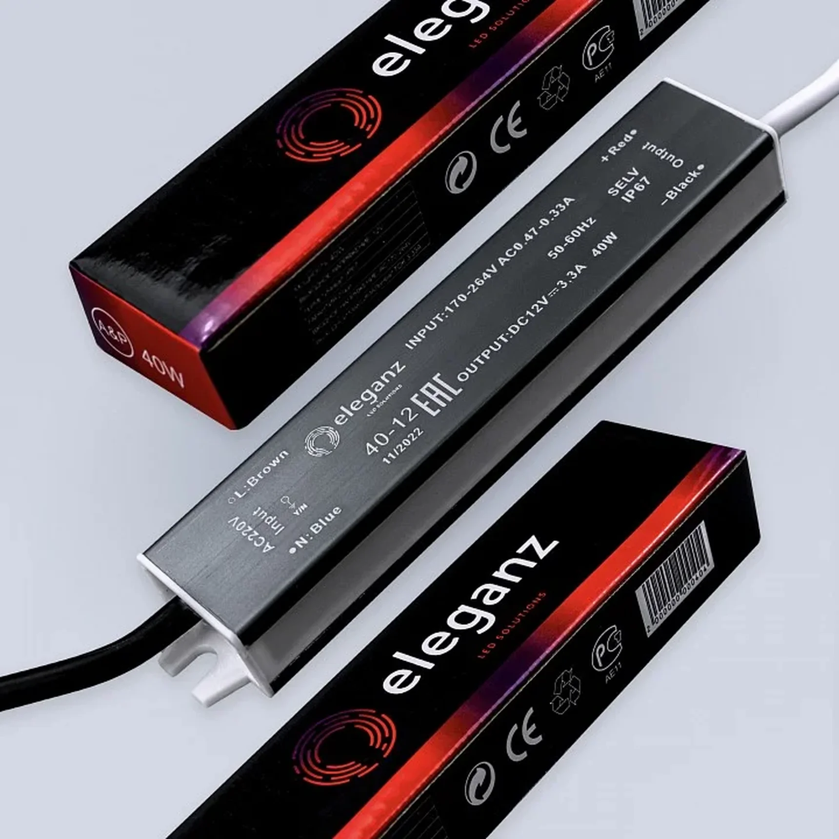 12V Блок питания 40W герм. IP67