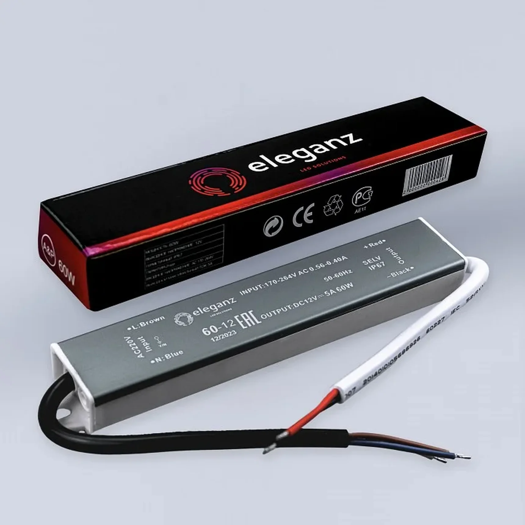 12V Блок питания 60W герм. IP67