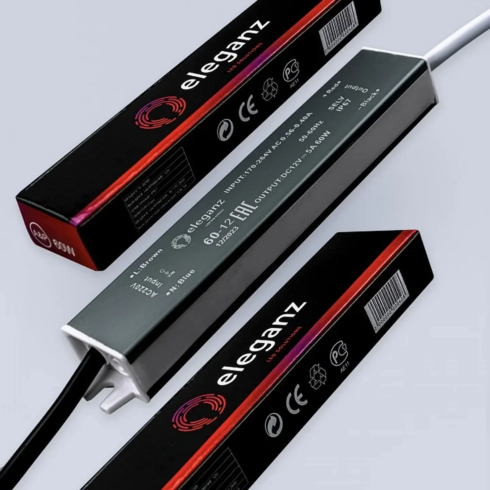 12V Блок питания 60W герм. IP67