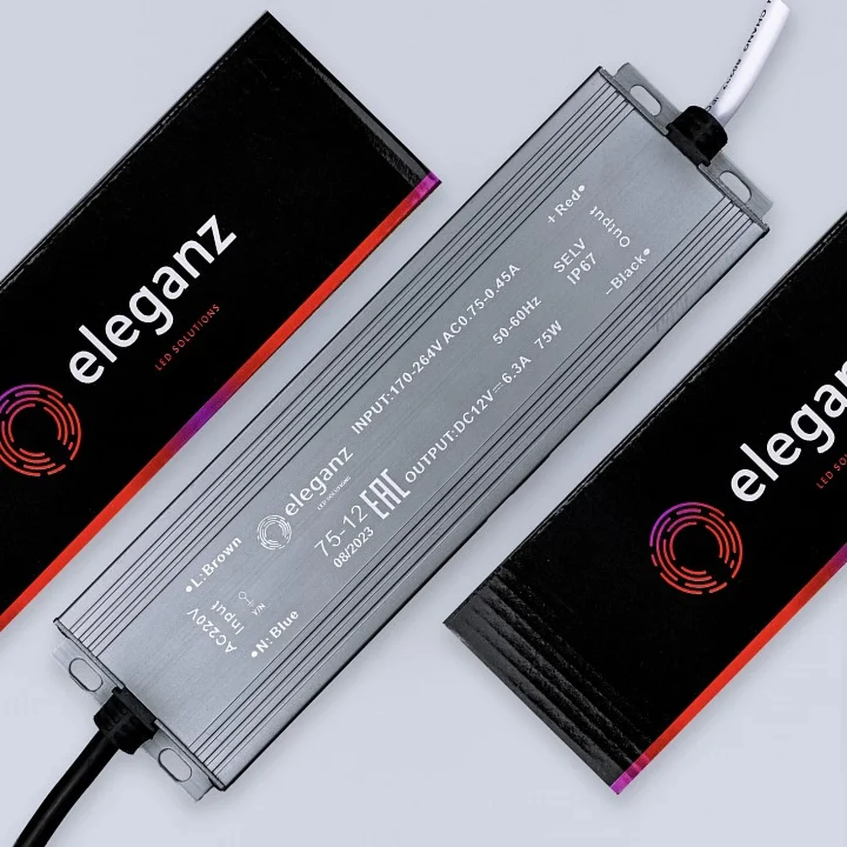 12V Блок питания 75W герм. IP67