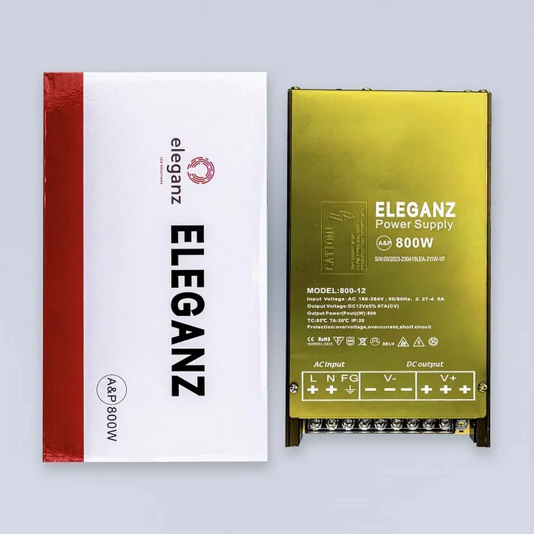 12V Блок питания 800W негерм. узкий IP20