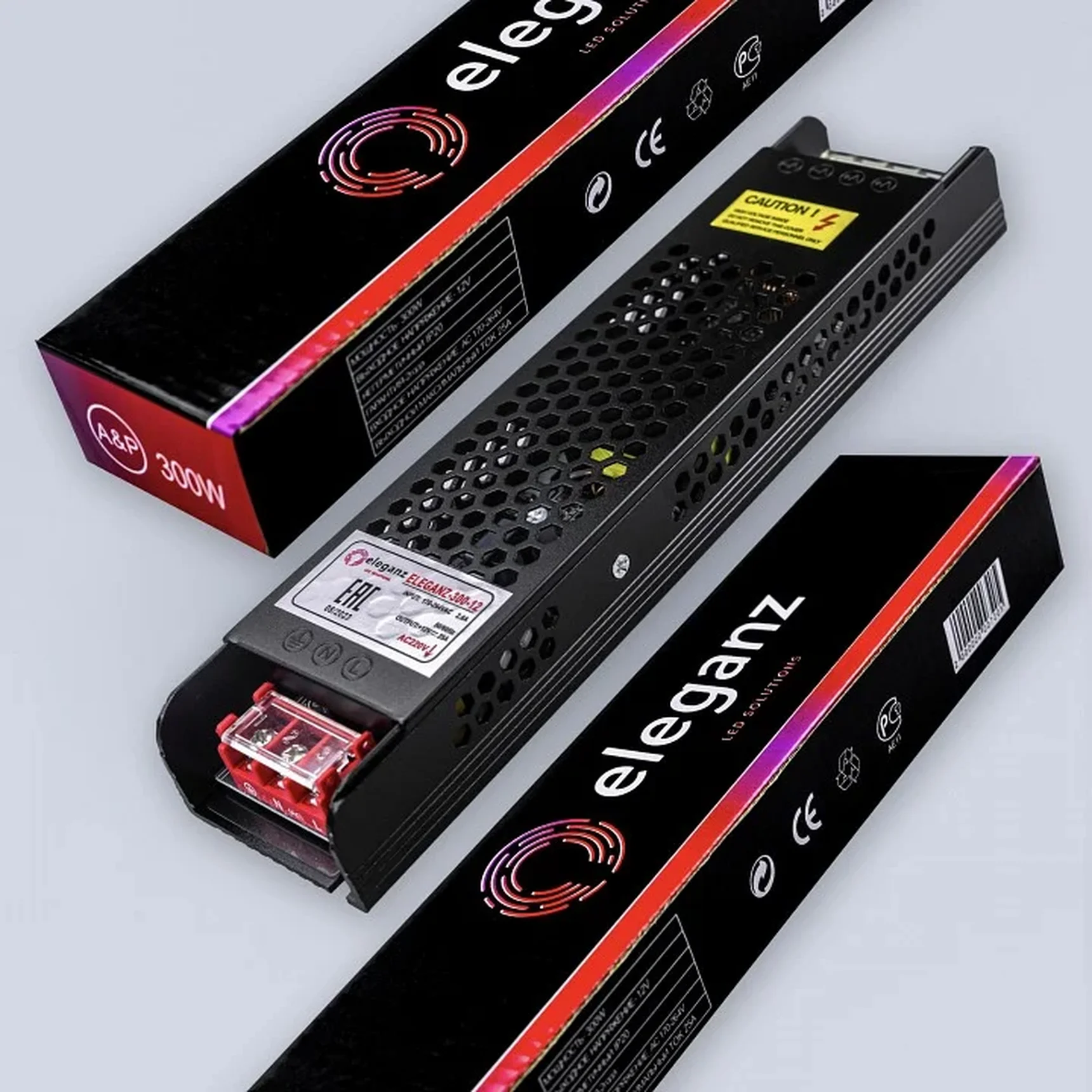 12V Блок питания 300W негерм. узкий (без вентилятора) (245x63x29) IP20