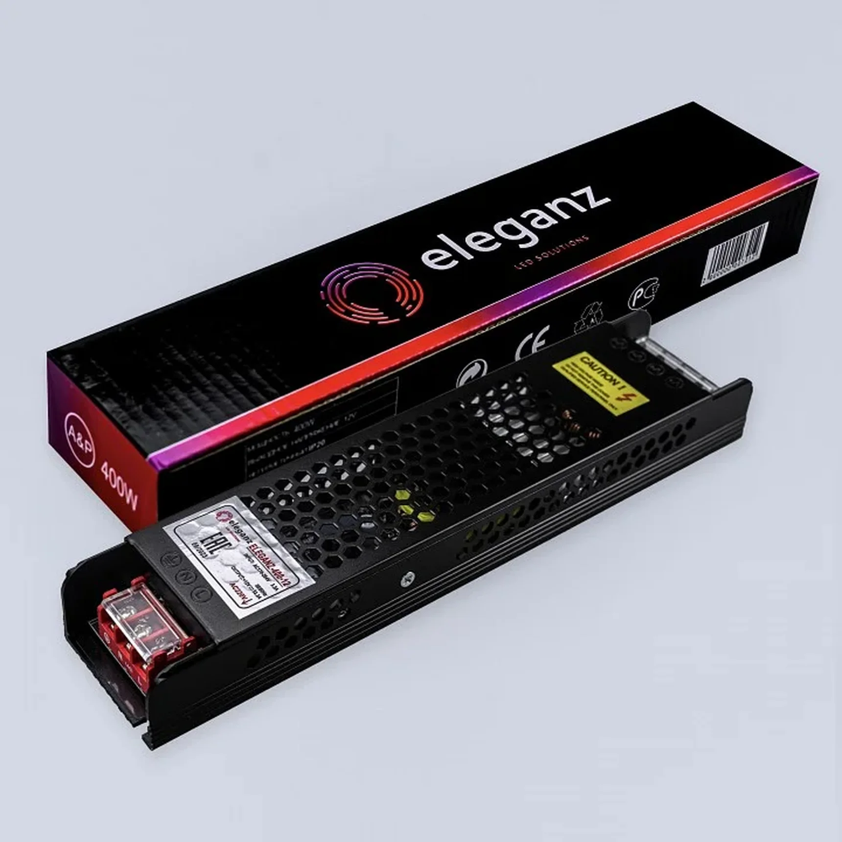 12V Блок питания 400W негерм. узкий IP44