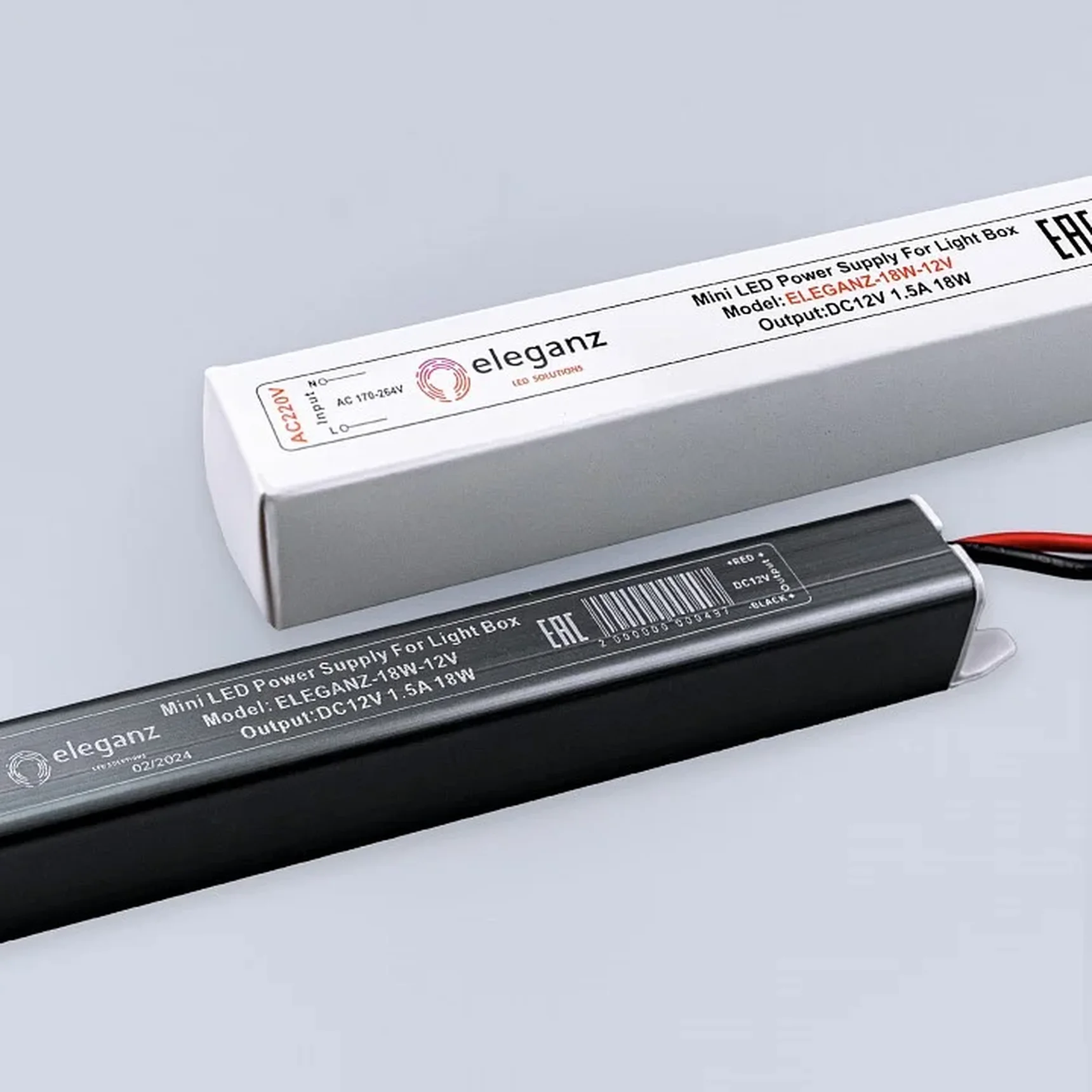 12V Блок питания 18W КАРАНДАШ негерм.узкий IP20