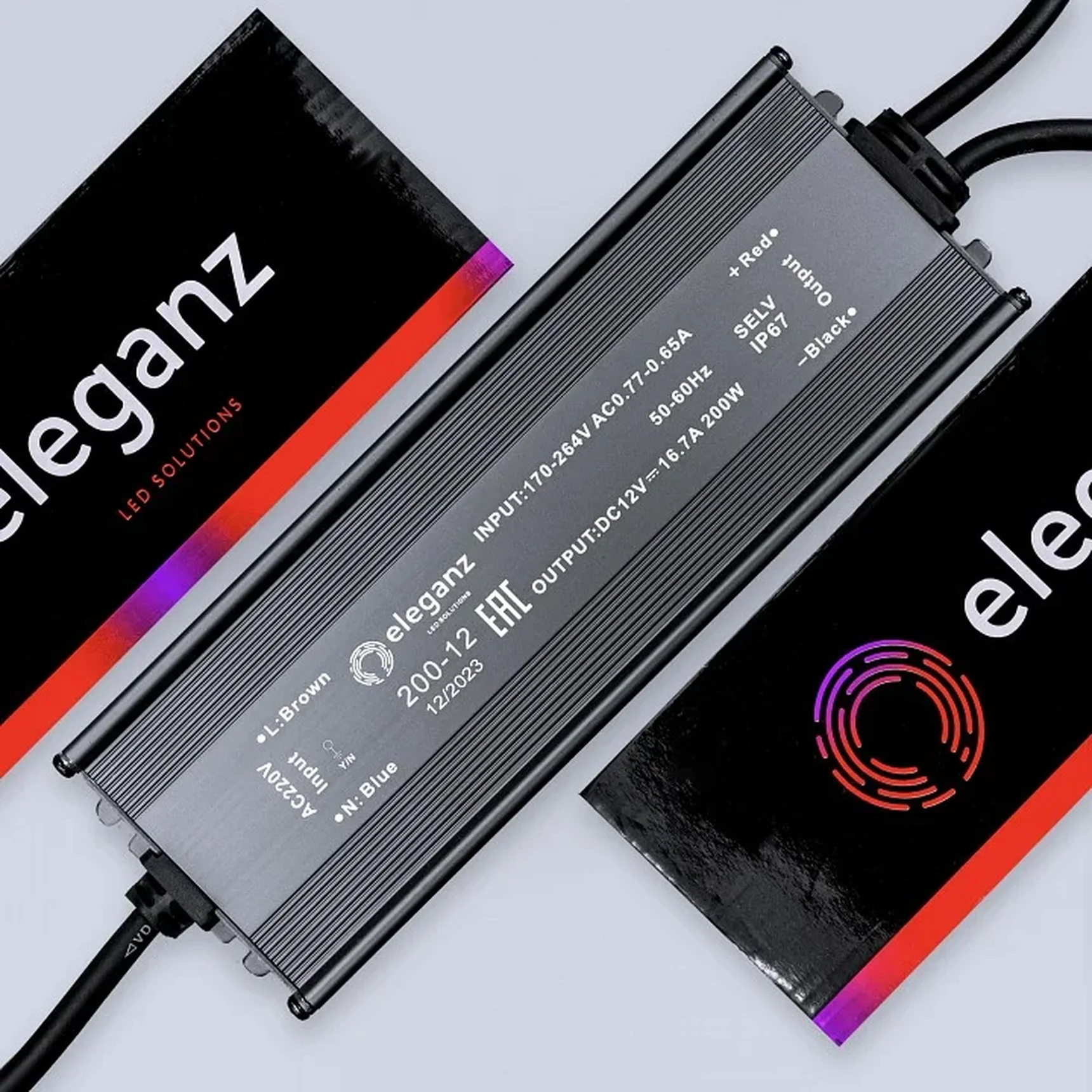 12V Блок питания 200W герм. IP67