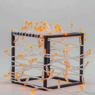 Гирлянда Нить с Колпачком 10м Оранжевая 220В, 100 LED, Провод Прозрачный ПВХ, IP65