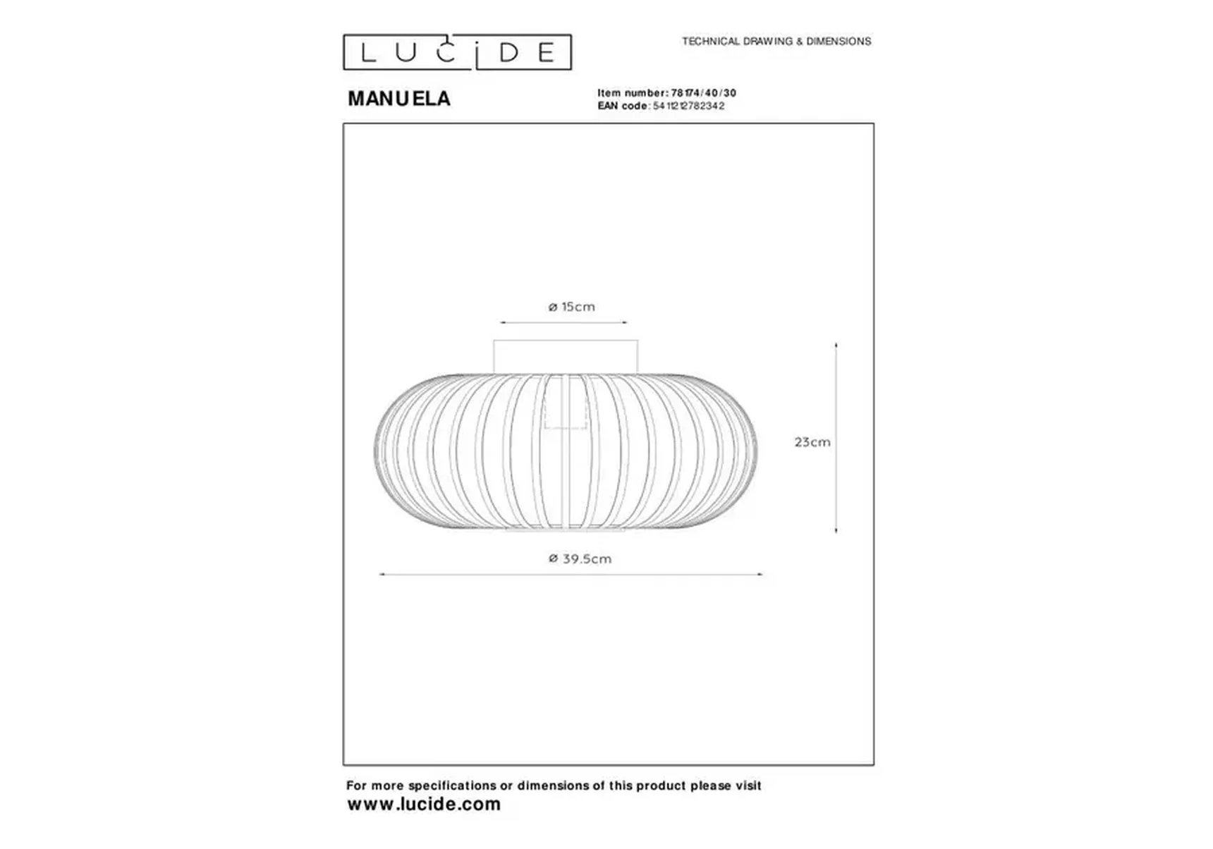 Потолочный светильник Lucide Manuela 78174/40/30