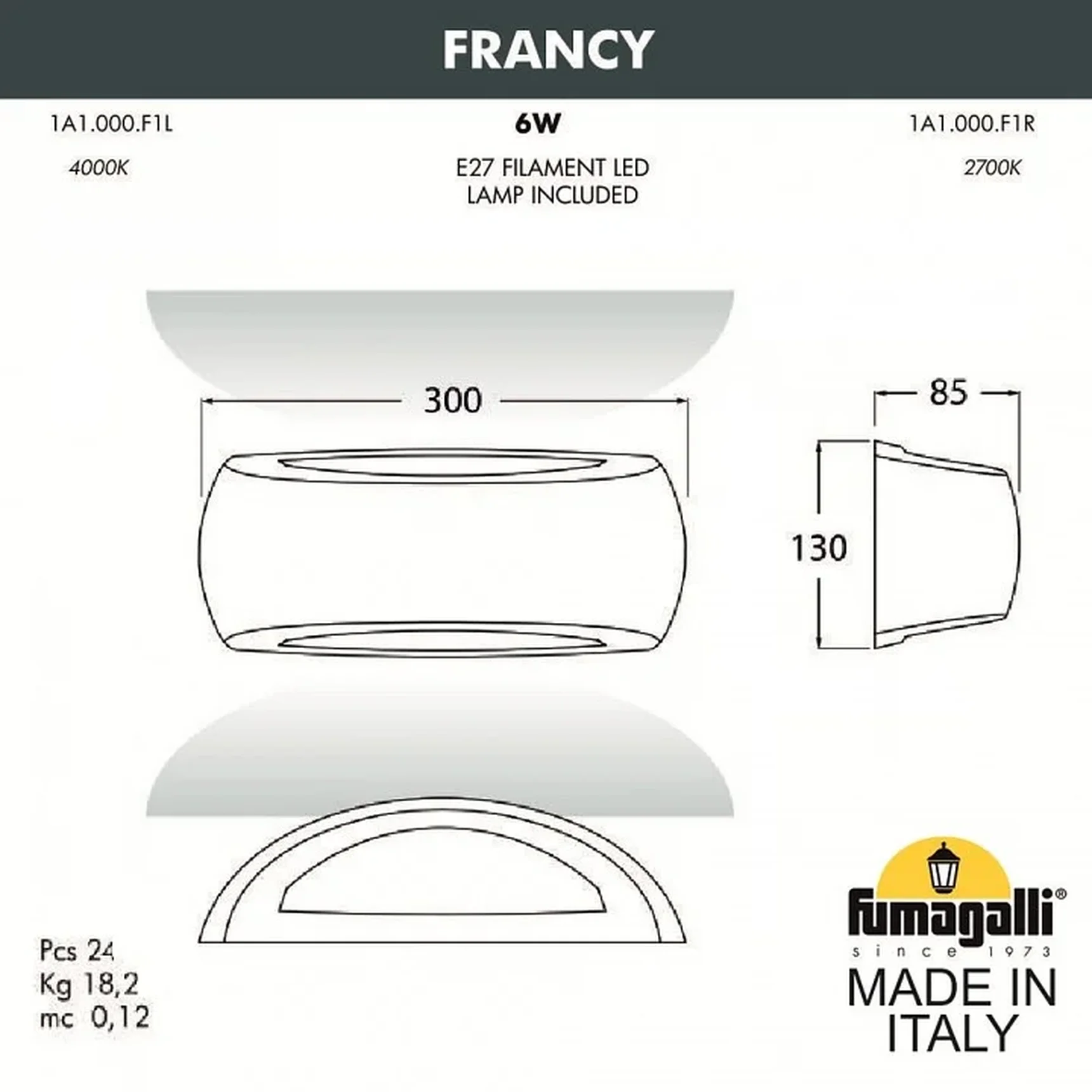 Светильник на штанге Francy 1A1.000.000.LYF1R