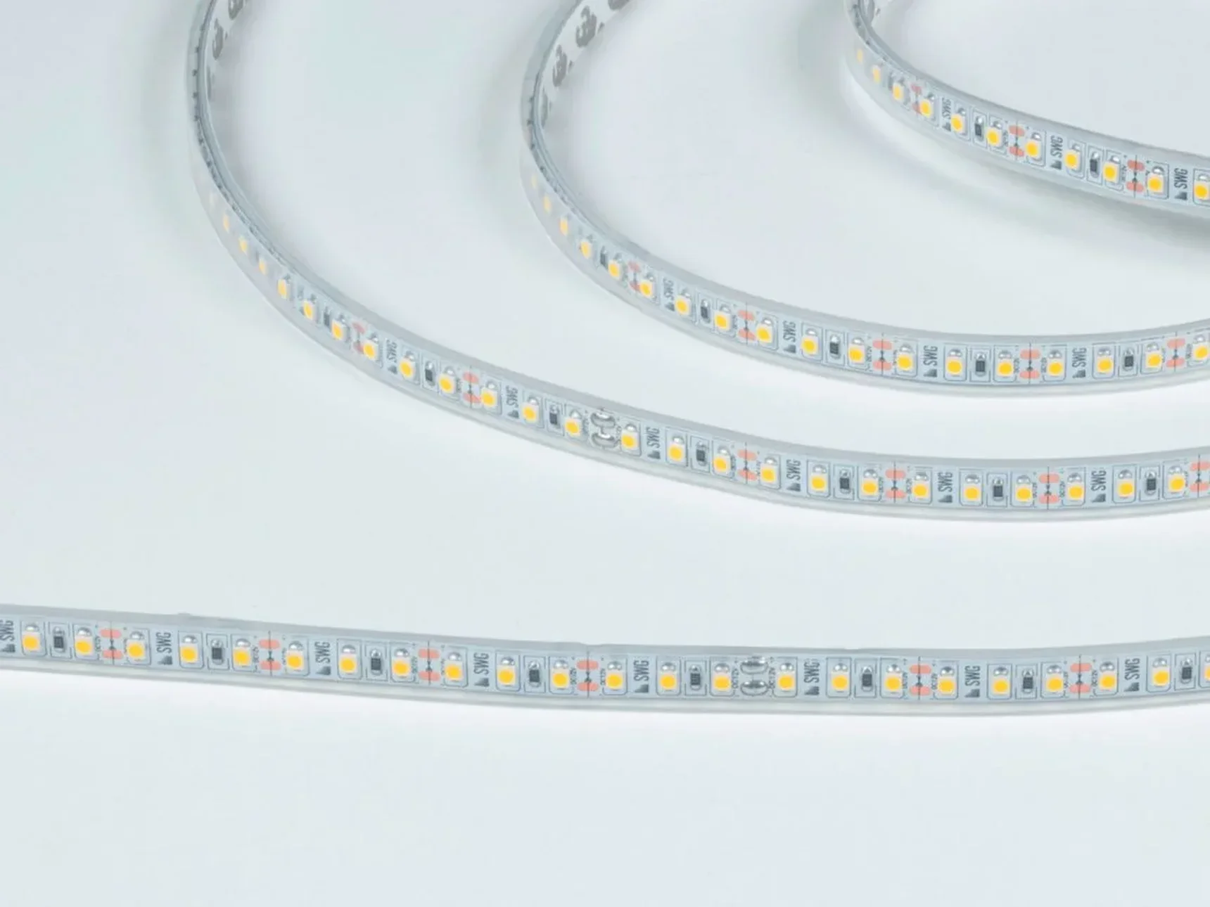 Светодиодная лента 3528, 120 LED/м, 9,6 Вт/м, 12В , IP66, Цвет: Теплый белый, SWG3120-12-9.6-WW-66-M