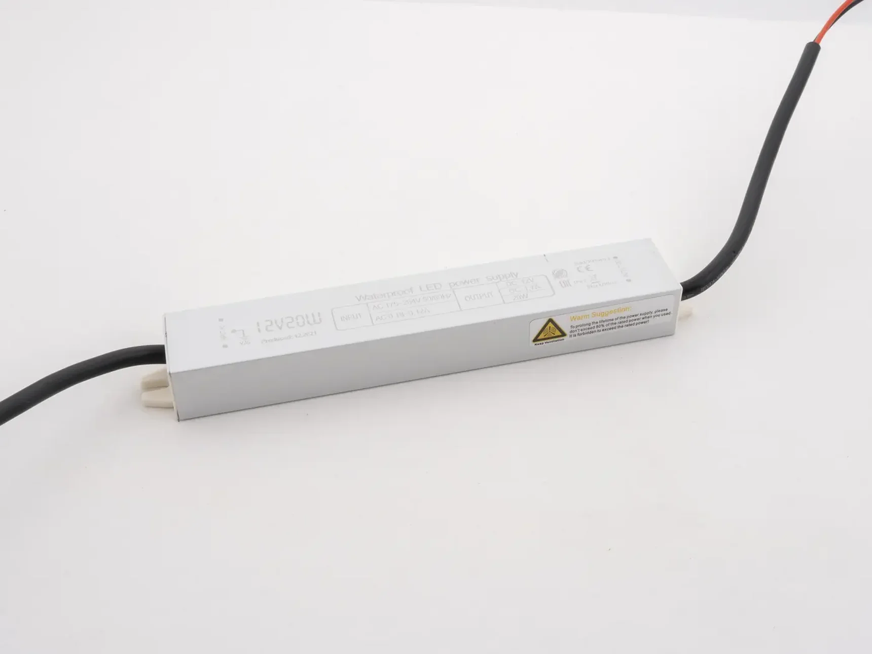 Блок питания LEDS POWER 20Вт 12В IP67 алюминий SLIM 005102