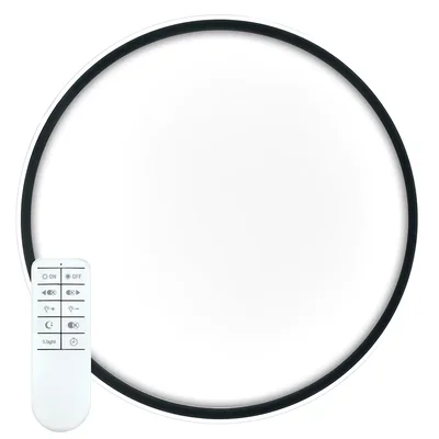 Светильник светодиодный управляемый с пультом, с батарейками 2*ААА, 80W, Max. 5600Lm, 3000К-6500K, IP20, черный AL5800 RING