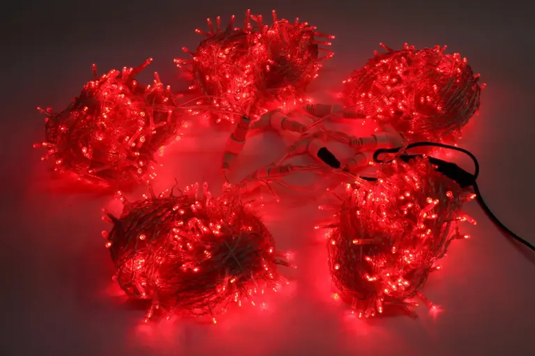 Светодиодный спайдер LED-PLS-200*5-20M*5-24V-R/C-F(R) (20) 5 нит., красный c F(R) на прозр. пров. с 230V/24V/80W трансф