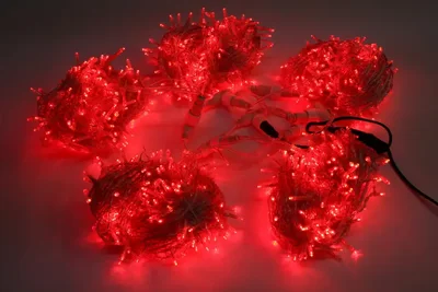 Светодиодный спайдер LED-PLS-200*5-20M*5-24V-R/C-F(R) (20) 5 нит., красный c F(R) на прозр. пров. с 230V/24V/80W трансф