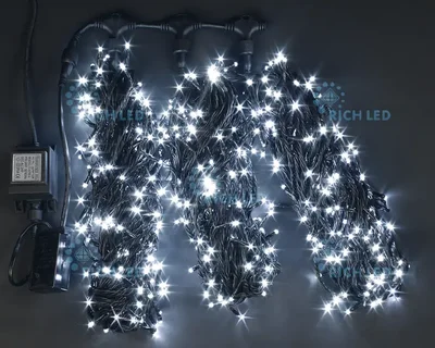 Светодиодный спайдер 600 LED, IP54, для улицы и помещения, провод черный, Свечение: мерцание, RL-S3*20F-B/W