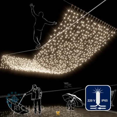 Светодиодный занавес 2*6 м, 220 вольт, герметичный, 1000 LED, RL-C2*6F-CW/WW