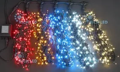 Светодиодный спайдер 1000 LED, IP54, для улицы и помещения, провод черный, Свечение: постоянное, RL-S5*20-B/M