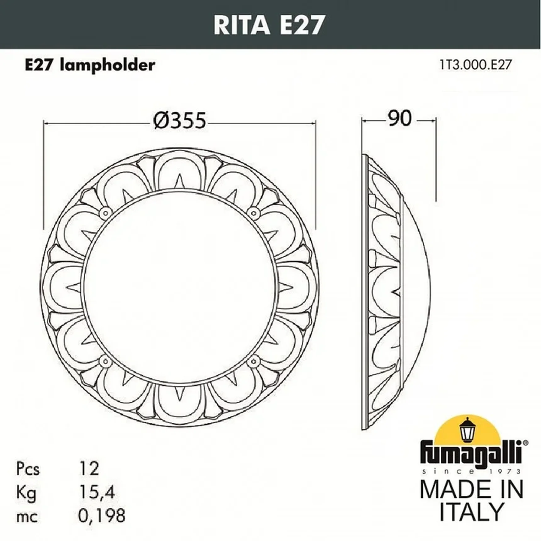Светильник на штанге Rita 1T3.000.000.WYE27