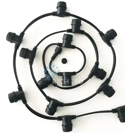 Белт-лайт Rich LED, 2-х проводной, черный, между лампами 40 см, патрон-резина (125 шт), 220 В RL-BL2-50M-125-B