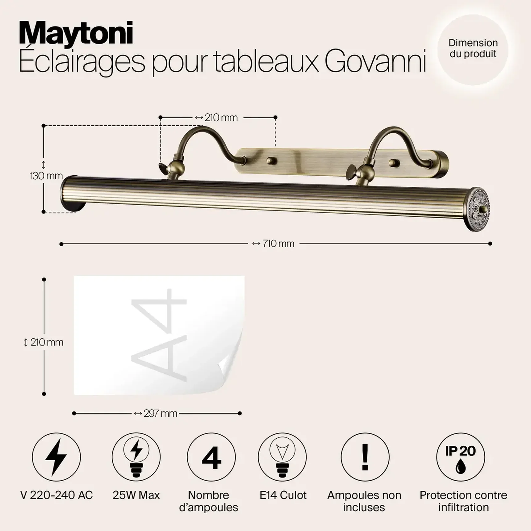 Подсветка Govanni E14x4 25Вт, PIC119-44-R