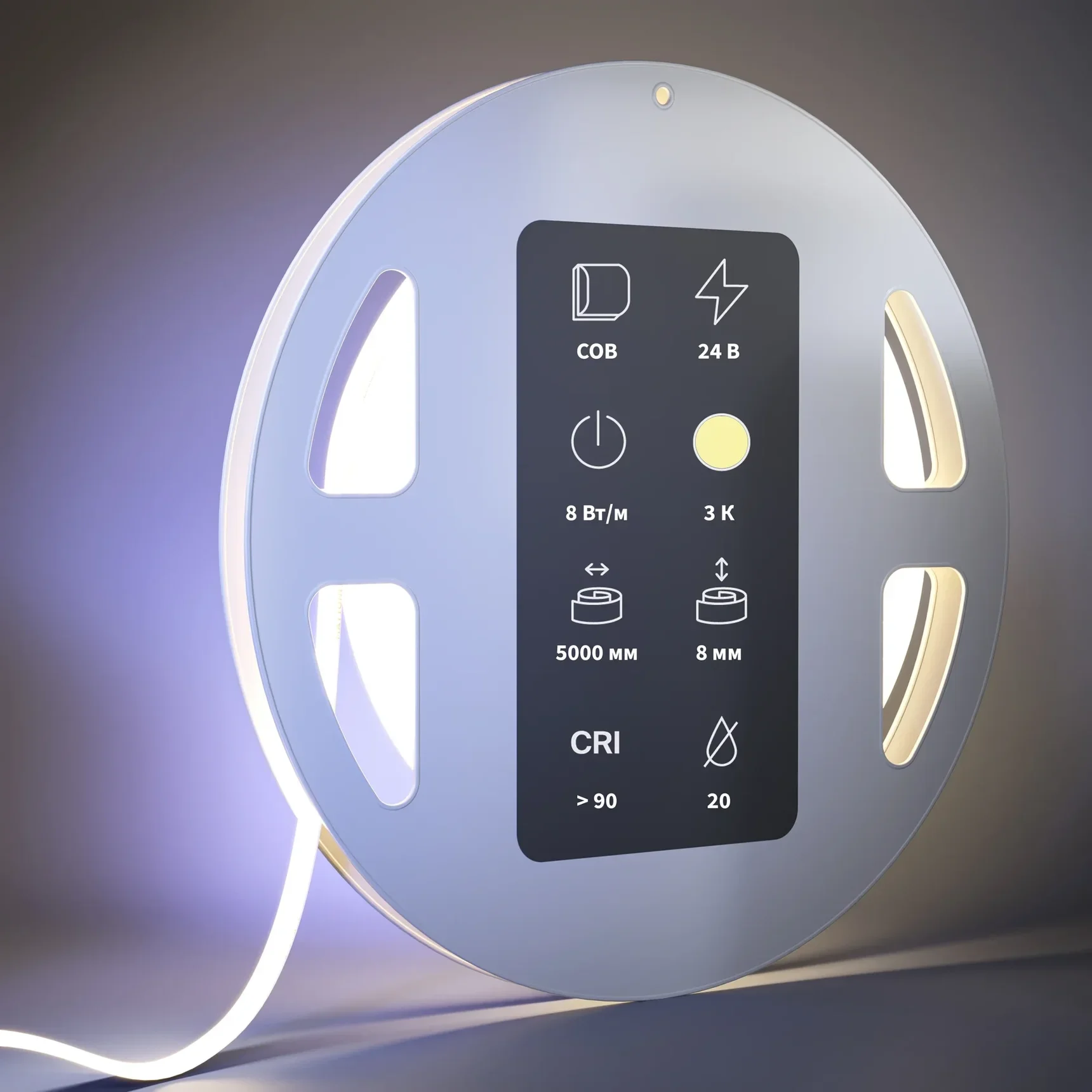 Светодиодная лента 24В COB 8Вт/м 3000К 5м IP 20 201071