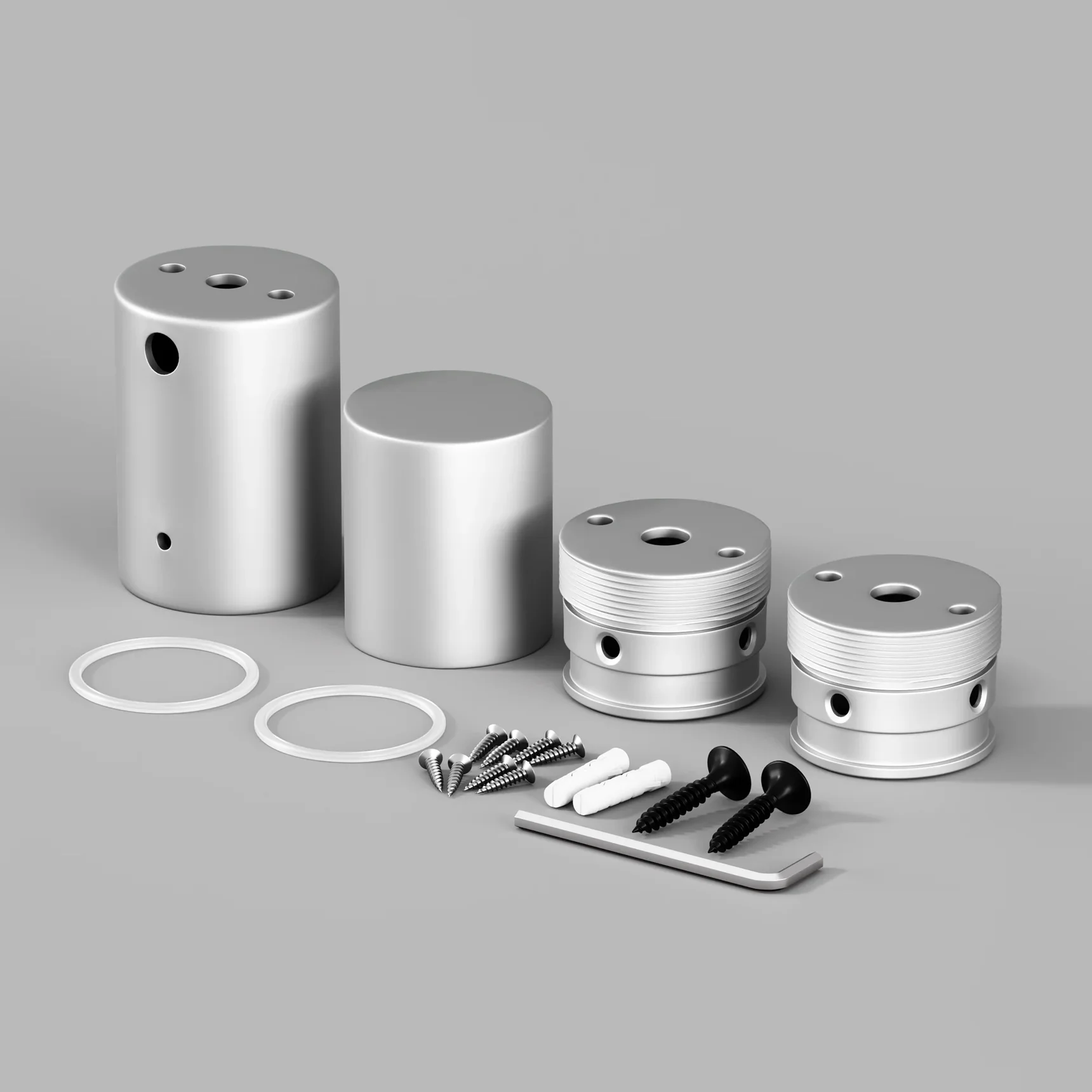 Набор для вертикального накладного монтажа Nemo D25 серебро