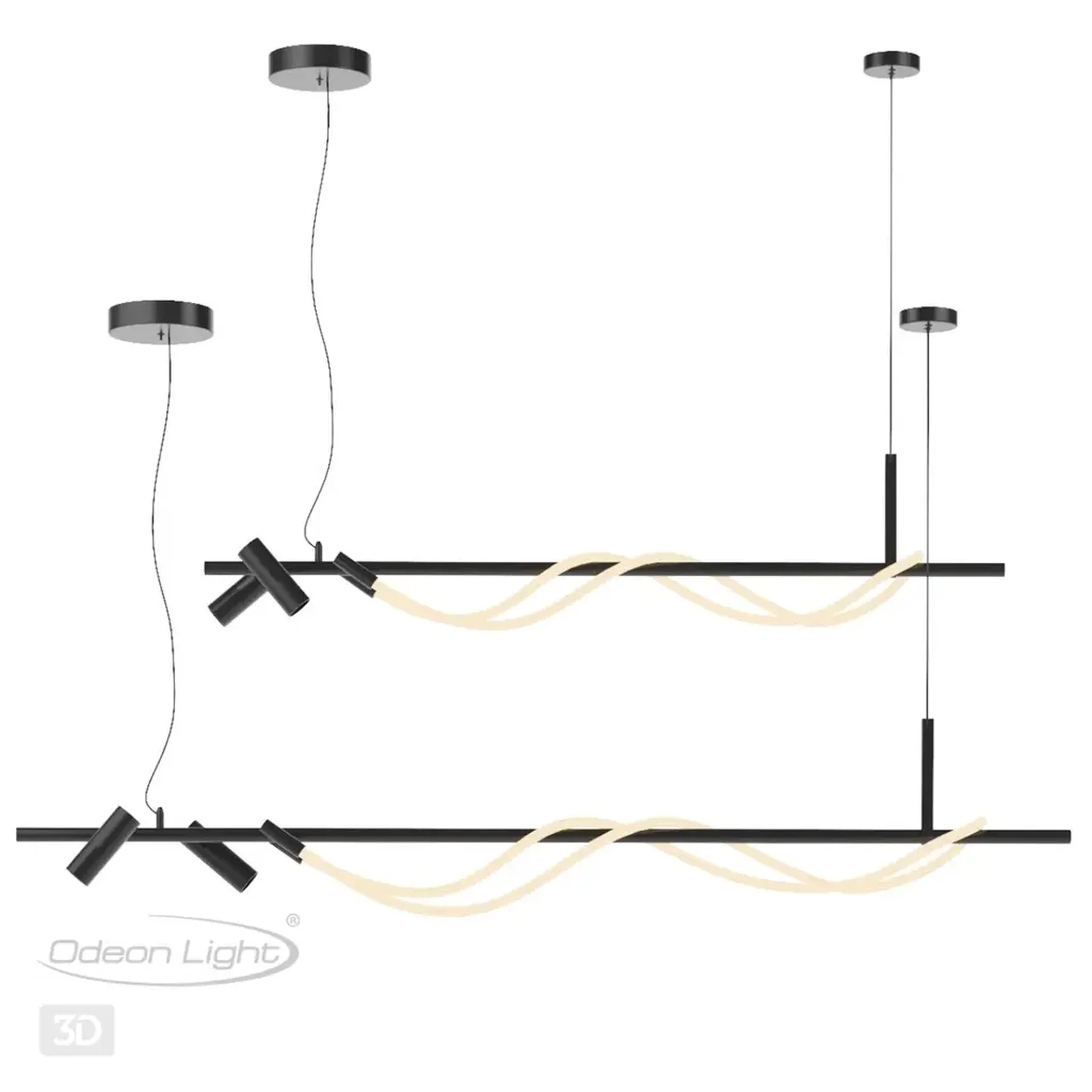 4391/30L HIGHTECH ODL24 263 черный/металл/канат Подвесной св-к с раздельн. вкл IP20 LED 30W 1200Лм 4000K CORDA