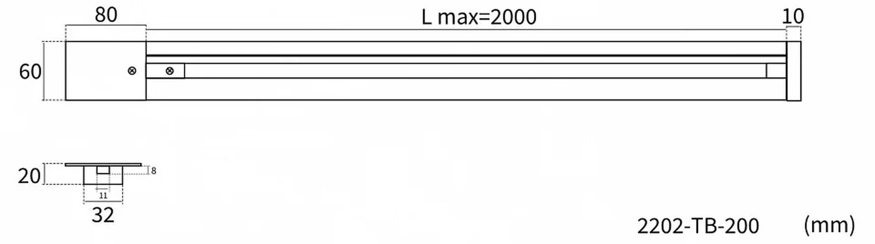 2202-TB-200, шинопровод, L2000xW60xH20