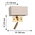 Настенный светильник 1*LED*2W, 1*E27*25W, 4000K, USB порт выключатель