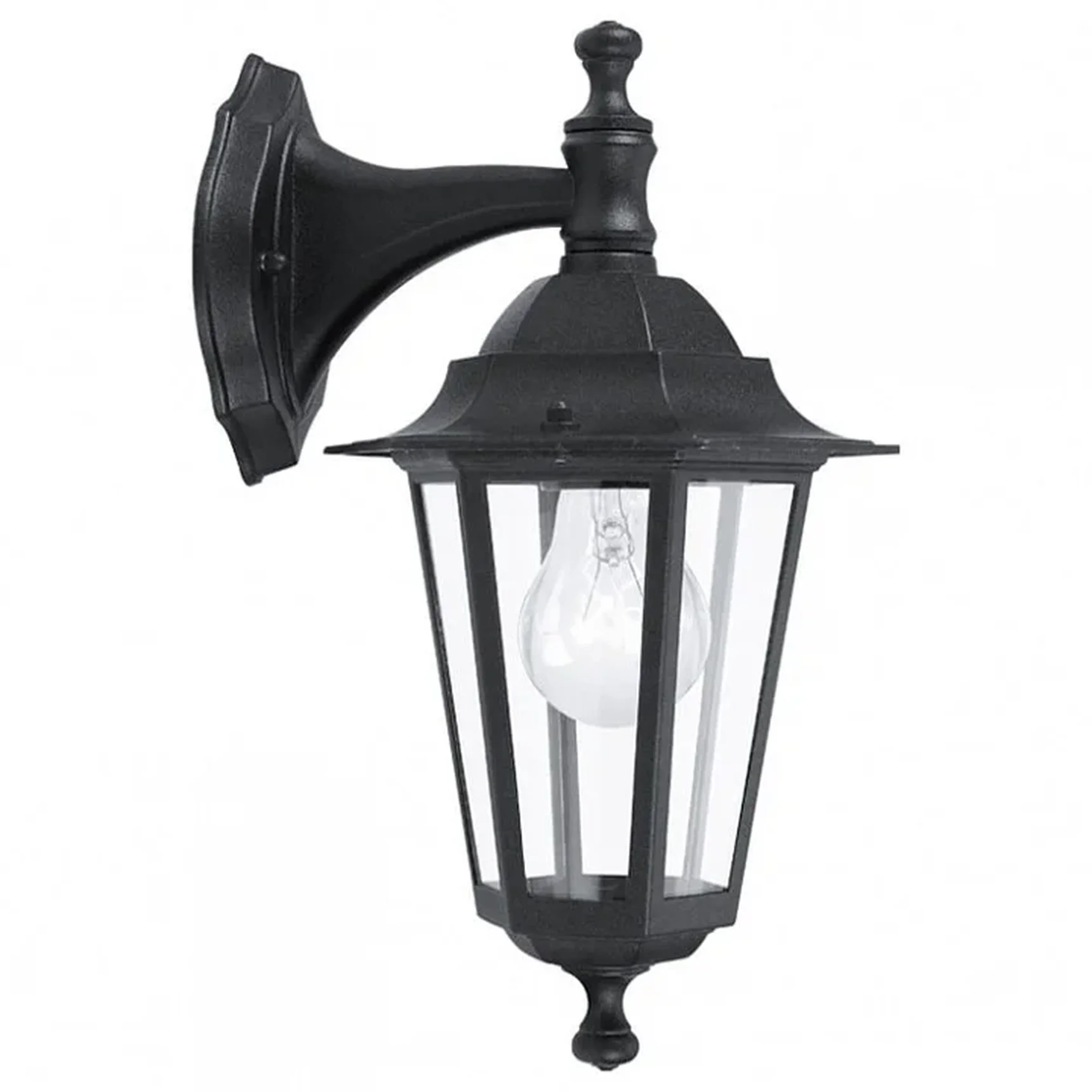 Уличный светильник настенный LATERNA 4, 1х60W (E27), H350, алюминий, черный/стекло