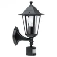 Уличный светильник настенный LATERNA 4 с датч. движения, 1х60W (E27), H425, алюминий, черный/стекло