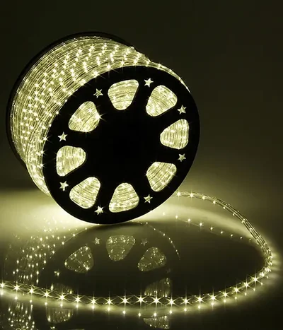 Светодиодный Дюралайт Ø13 мм Тепло-Белый, 36 LED/м, Свечение 360°, IP54, Бухта 100м