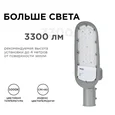 29-01 Светильник светодиодный, уличный, консольный 30Вт, 230/50Гц, 3300лм, 5000К, IP65, КСС Ш, 380*172*65мм, Ф50мм, серый